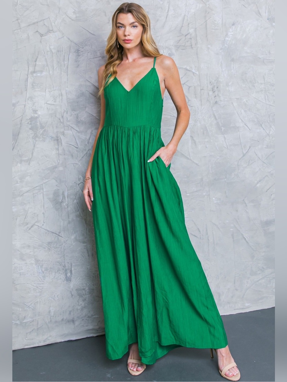 Flying Tomato wide leg vibrant green jumpsuit size M - Picture 2 of 11